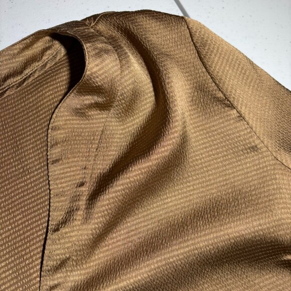 Michael Kors Women's Gold Pullover Blouse with Long Sleeves and ties on Sleeves - Picture 7 of 7
